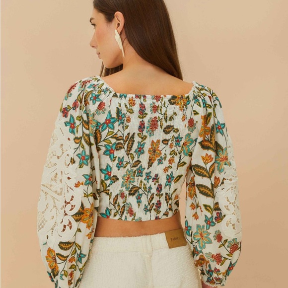 NWT Farm Rio Off White Botanicals Blouse - Picture 4 of 5